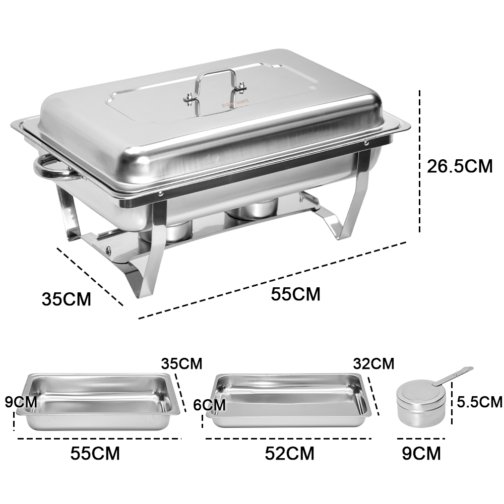 Alston 9Lx1 Food Buffet Warmer Pan Bain Marie Bow Chafing Dish Insulated Stainless Steel Stackable Tray V985-1TBUFFETWARMER