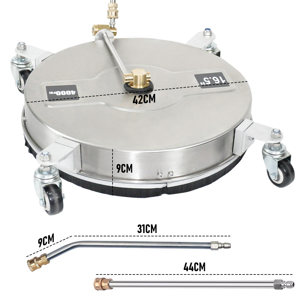 2In1 Surface Cleaner 16.5Inch Undercarriage Washer Pressure Washer Max 4000PSI 1/4 Quick Connector with V985-2IN1SURFACECLEANER