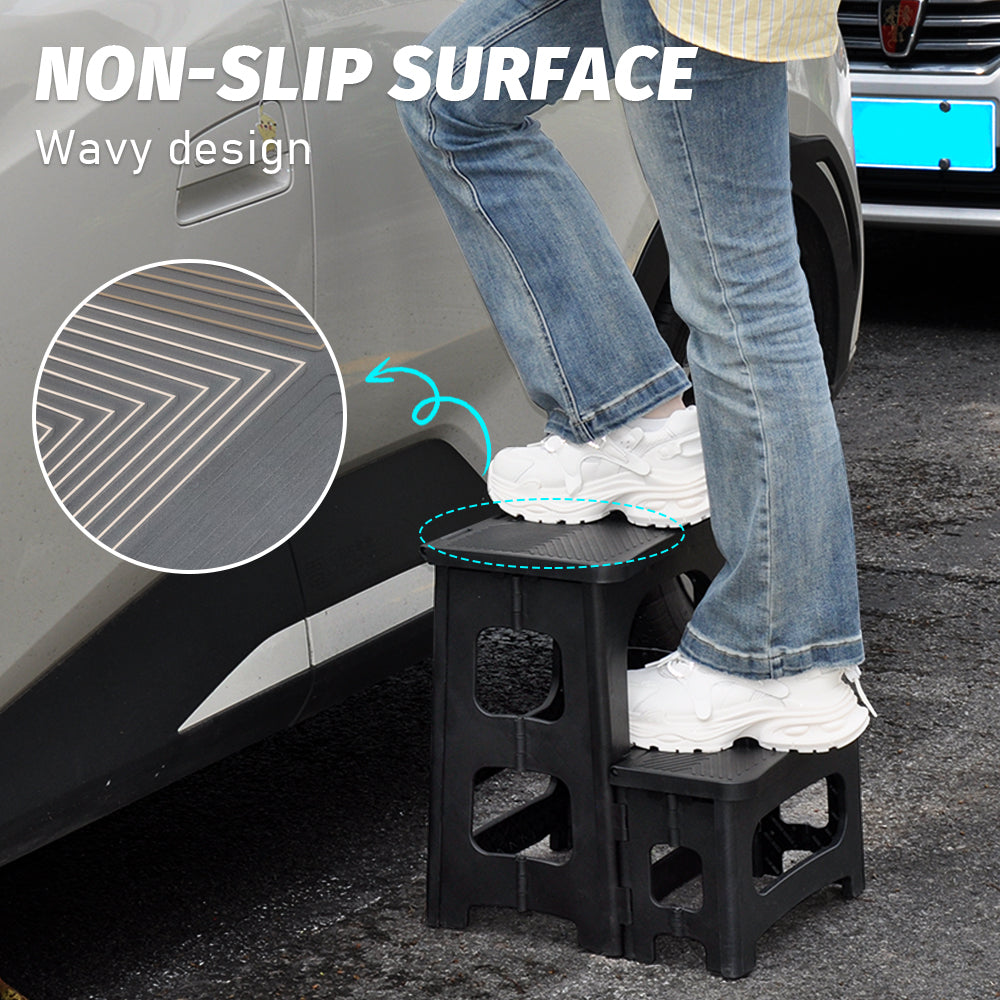 Multipurpose Portable Folding 2 Step Stool Non-Slip PP Collapsible Step Ladder Stool For Office Garage V985-2STEPSTOOL