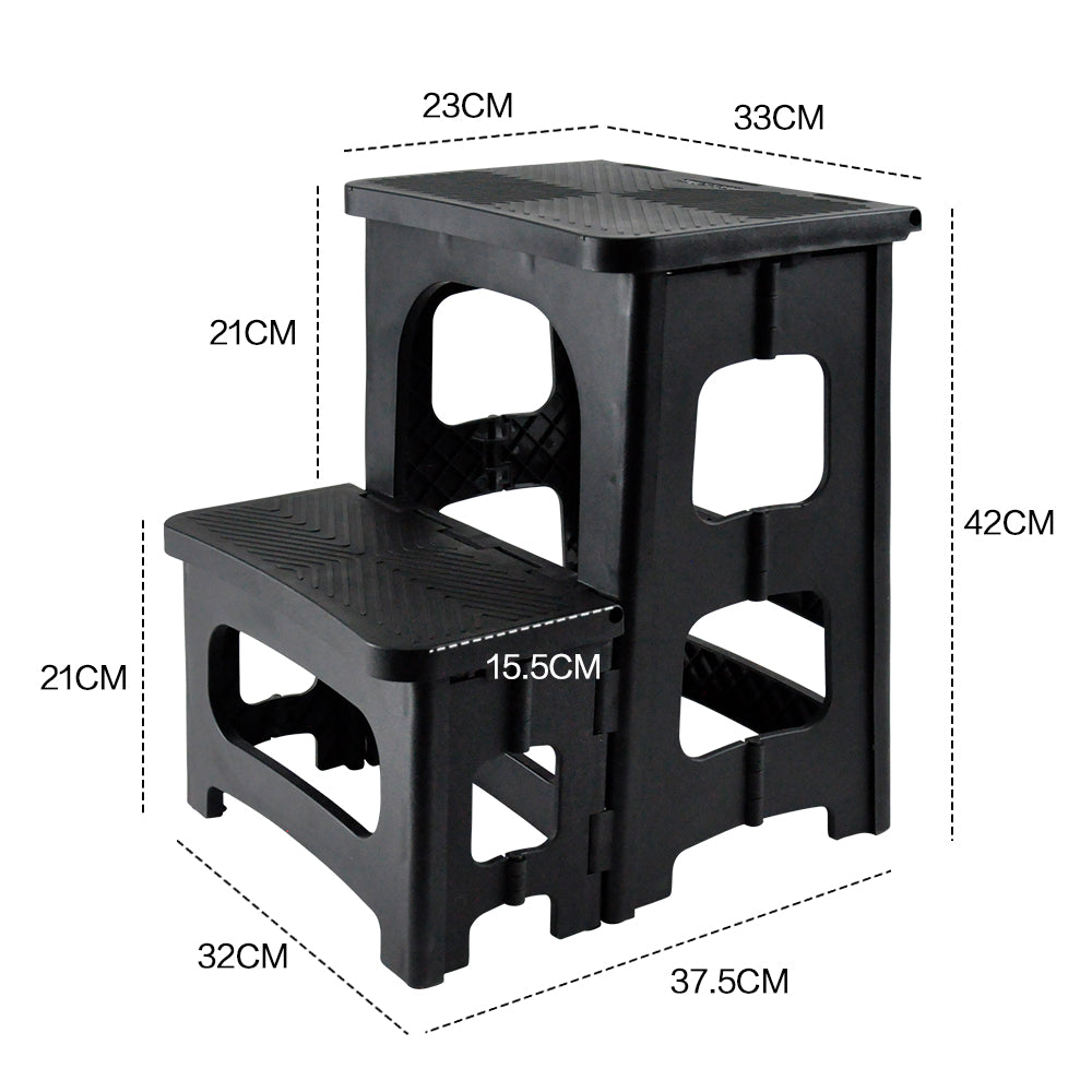 Multipurpose Portable Folding 2 Step Stool Non-Slip PP Collapsible Step Ladder Stool For Office Garage V985-2STEPSTOOL