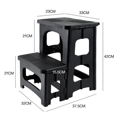 Multipurpose Portable Folding 2 Step Stool Non-Slip PP Collapsible Step Ladder Stool For Office Garage V985-2STEPSTOOL
