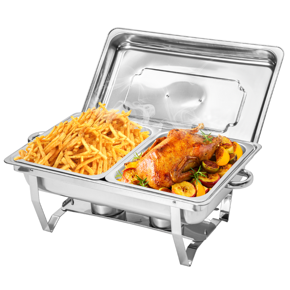 Alston 9L 4.5x2 Bain Marie Bow Food Buffet Warmer Pan Chafing Dish Stainless Steel Catering Warmer Set with V985-2TBUFFETWARMER