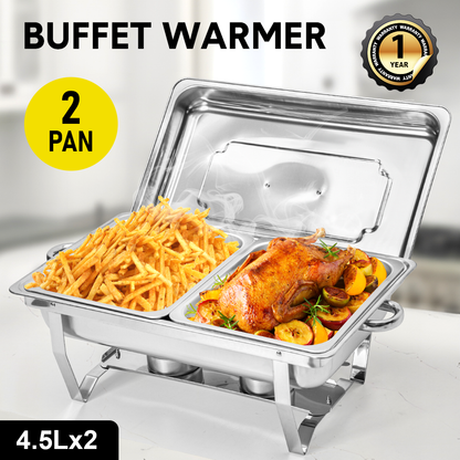 Alston 9L 4.5x2 Bain Marie Bow Food Buffet Warmer Pan Chafing Dish Stainless Steel Catering Warmer Set with V985-2TBUFFETWARMER