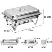 Alston 9L 4.5x2 Bain Marie Bow Food Buffet Warmer Pan Chafing Dish Stainless Steel Catering Warmer Set with V985-2TBUFFETWARMER