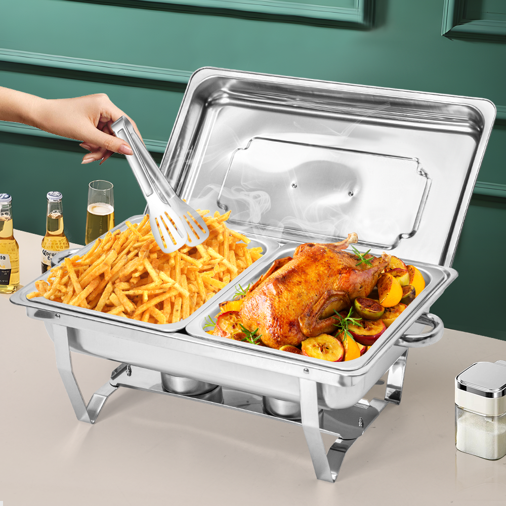 Alston 9L 4.5x2 Bain Marie Bow Food Buffet Warmer Pan Chafing Dish Stainless Steel Catering Warmer Set with V985-2TBUFFETWARMER