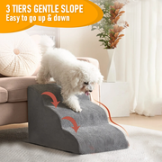 3 Tiers Dog Ramp Non-Slip Pet Steps Cat Stairs Foam Soft Pet Slope Max 40LBS Load for High Beds Sofa Couches V985-3TIERSDOGRAMP