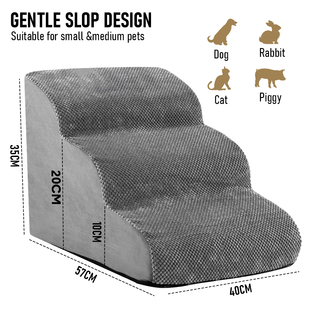 3 Tiers Dog Ramp Non-Slip Pet Steps Cat Stairs Foam Soft Pet Slope Max 40LBS Load for High Beds Sofa Couches V985-3TIERSDOGRAMP