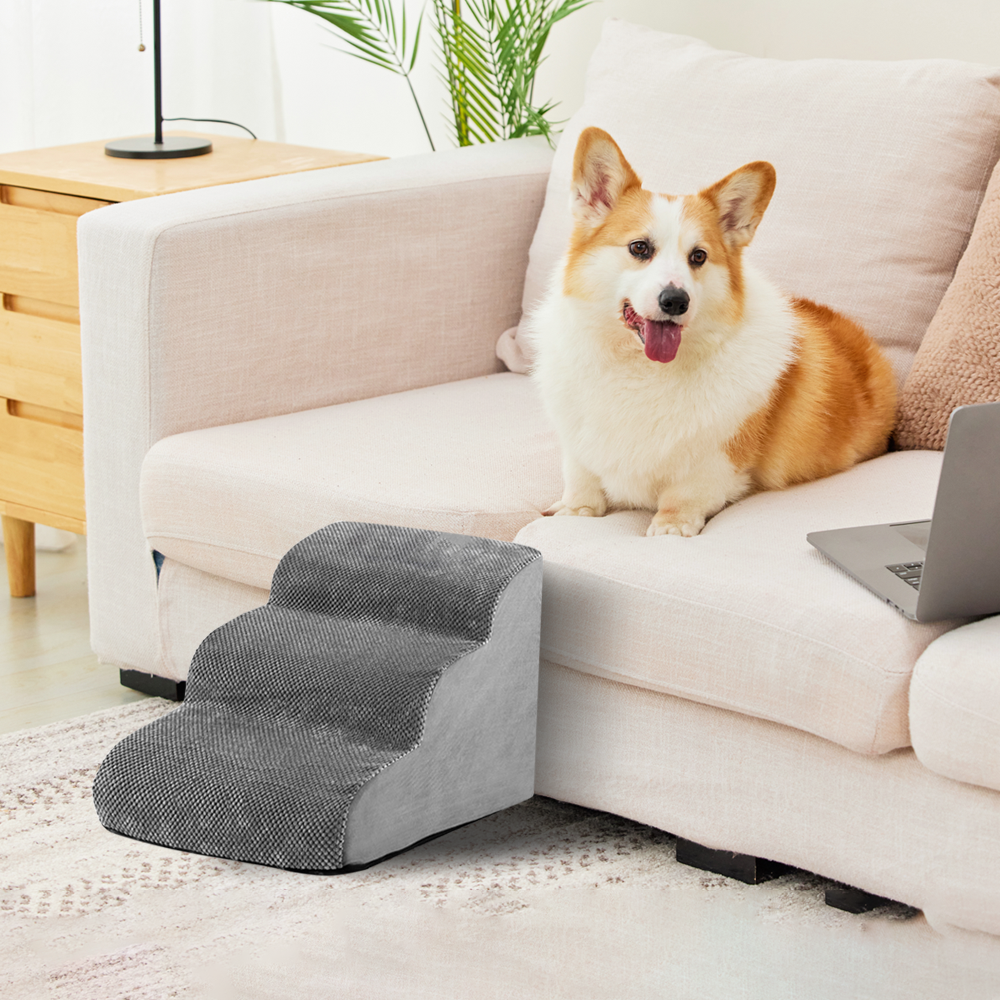 3 Tiers Dog Ramp Non-Slip Pet Steps Cat Stairs Foam Soft Pet Slope Max 40LBS Load for High Beds Sofa Couches V985-3TIERSDOGRAMP