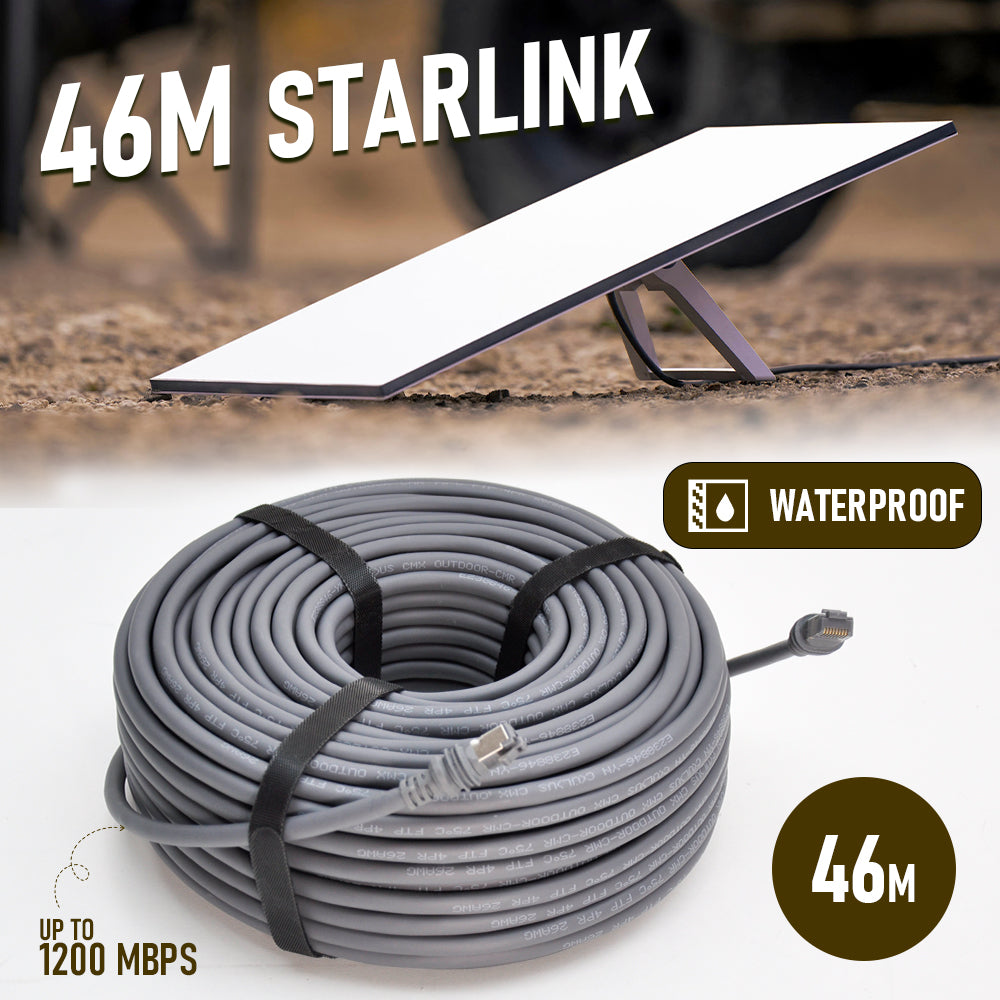 46M/150FT Replacement Gen 3 Cable 26AWG for Starlink Rectangular Satellite V3 Waterproof Weatherproof High V985-46MSTARLINK