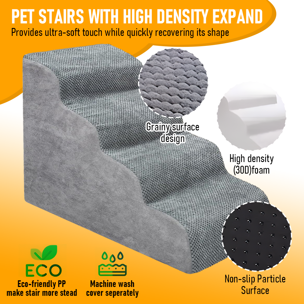 Non-Slip 4 Tiers Dog Ramp/Step/Stair Foam Dog Steps for High Beds or Couches V985-4TIERSDOGRAMP