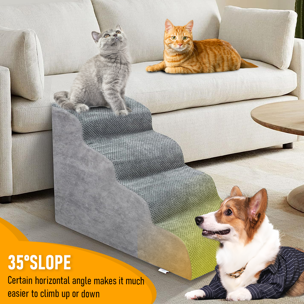 Non-Slip 4 Tiers Dog Ramp/Step/Stair Foam Dog Steps for High Beds or Couches V985-4TIERSDOGRAMP