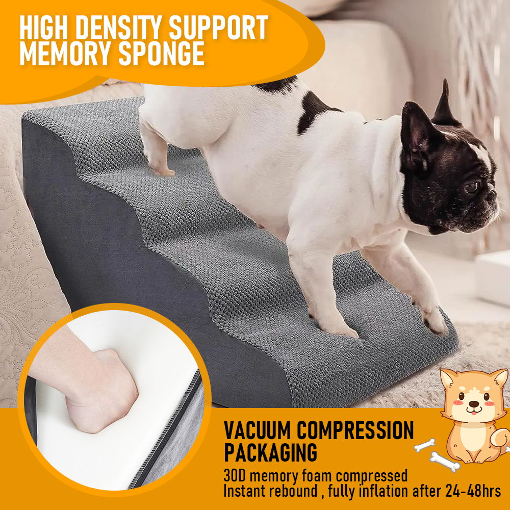 Non-Slip 4 Tiers Dog Ramp/Step/Stair Foam Dog Steps for High Beds or Couches V985-4TIERSDOGRAMP