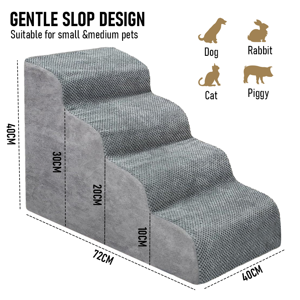 Non-Slip 4 Tiers Dog Ramp/Step/Stair Foam Dog Steps for High Beds or Couches V985-4TIERSDOGRAMP