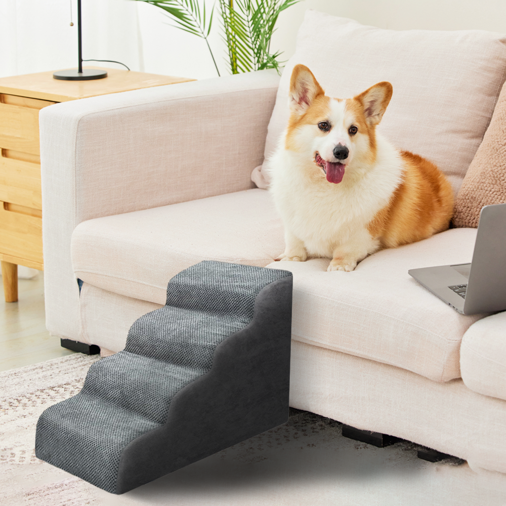 Non-Slip 4 Tiers Dog Ramp/Step/Stair Foam Dog Steps for High Beds or Couches V985-4TIERSDOGRAMP
