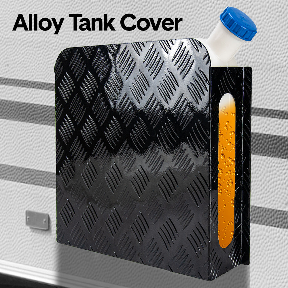 Diesel Tank Cover Double Side Sight Gauge Below Cut for Fuel Pick Up 10/15 L Tank Black Aluminium Alloy V985-ALLOYTANKCOVER
