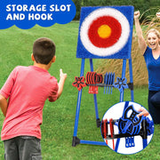 Axe Throwing Bristle Target Set with 8 Throwing Safety Axes and Ninja Stars Flexible Stand for Kids Adults and Family Backyard Sports Indoor Outdoor Game