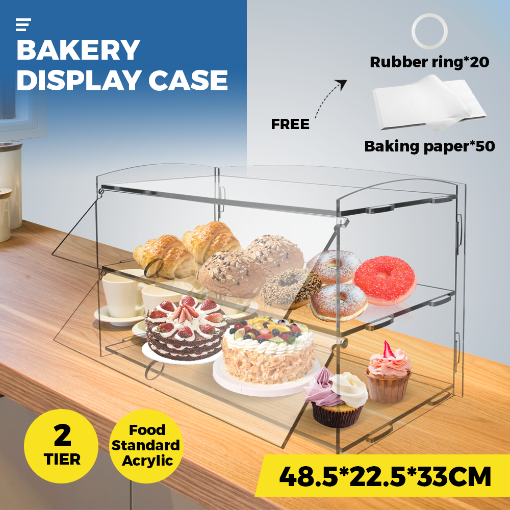 Alston 2-Tier Bakery Display Case Cabinet Pastry Acrylic Cupcake Donuts Cake Pastry Clear Display Cabinet V985-BAKERYDISPLAYCASE