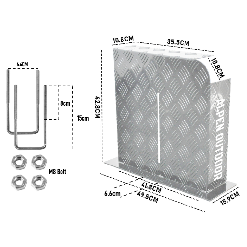 Alpen Outdoor Silver Fuel Tank Cover Right SideBase Mount 2mm Thickness Aluminium Diesel Heater Fuel Tank V985-BASEMTANKCOVERRS