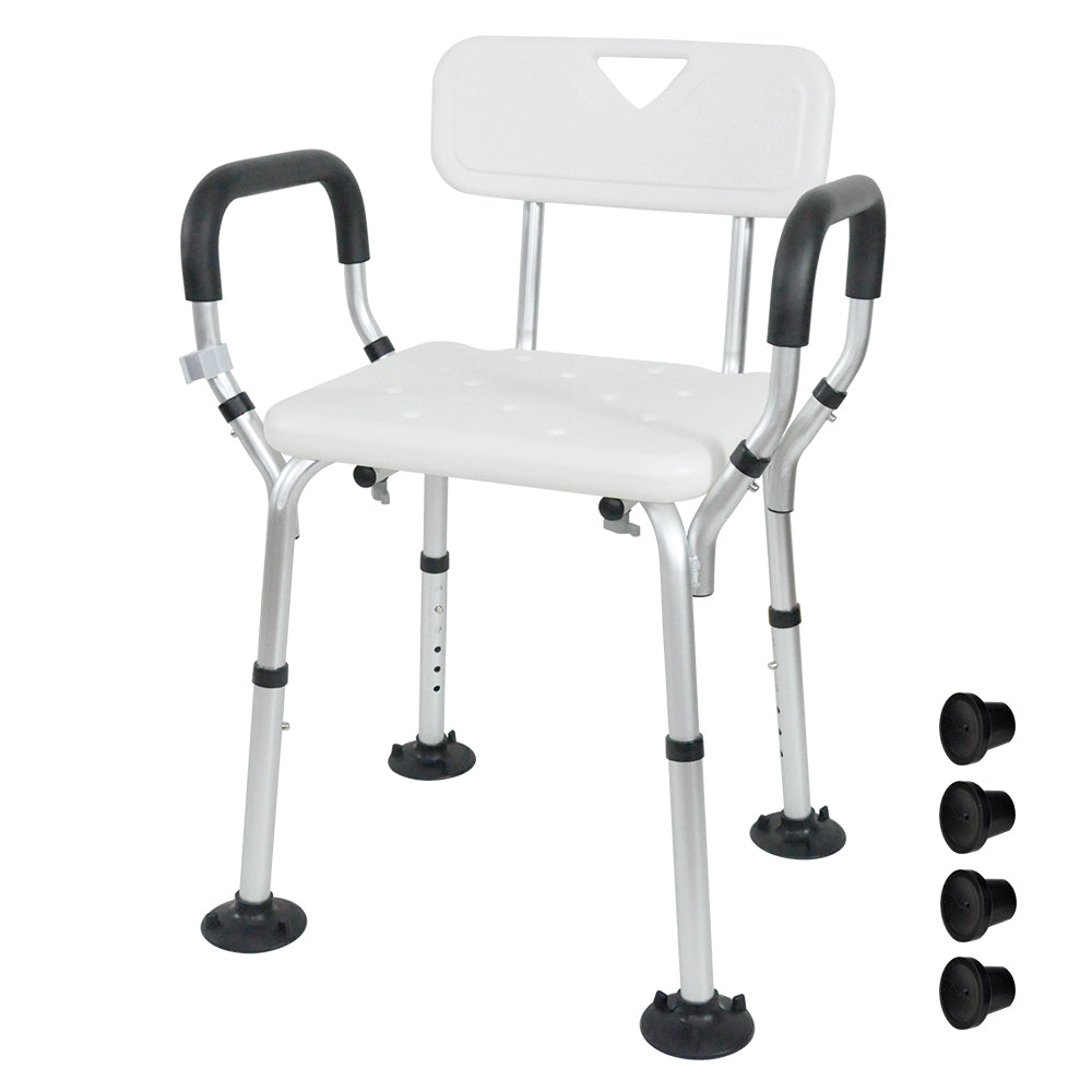 Shower Seat Bath Chair Adjustable Height Non-Slip Shower Bathtub Seat with Padded Arms Removable Back for V985-BATHSEAT