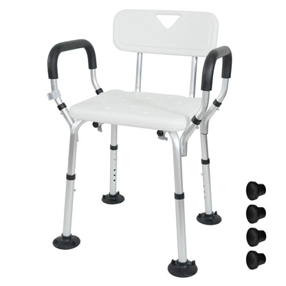 Shower Seat Bath Chair Adjustable Height Non-Slip Shower Bathtub Seat with Padded Arms Removable Back for V985-BATHSEAT