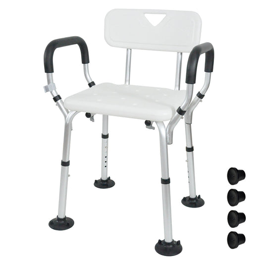 Shower Seat Bath Chair Adjustable Height Non-Slip Shower Bathtub Seat with Padded Arms Removable Back for V985-BATHSEAT