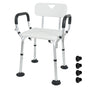 Shower Seat Bath Chair Adjustable Height Non-Slip Shower Bathtub Seat with Padded Arms Removable Back for V985-BATHSEAT