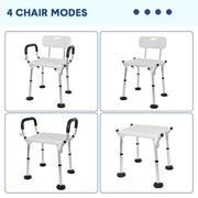 Shower Seat Bath Chair Adjustable Height Non-Slip Shower Bathtub Seat with Padded Arms Removable Back for V985-BATHSEAT
