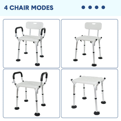 Shower Seat Bath Chair Adjustable Height Non-Slip Shower Bathtub Seat with Padded Arms Removable Back for V985-BATHSEAT