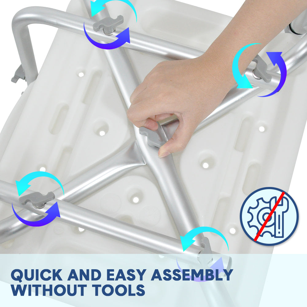 Shower Seat Bath Chair Adjustable Height Non-Slip Shower Bathtub Seat with Padded Arms Removable Back for V985-BATHSEAT