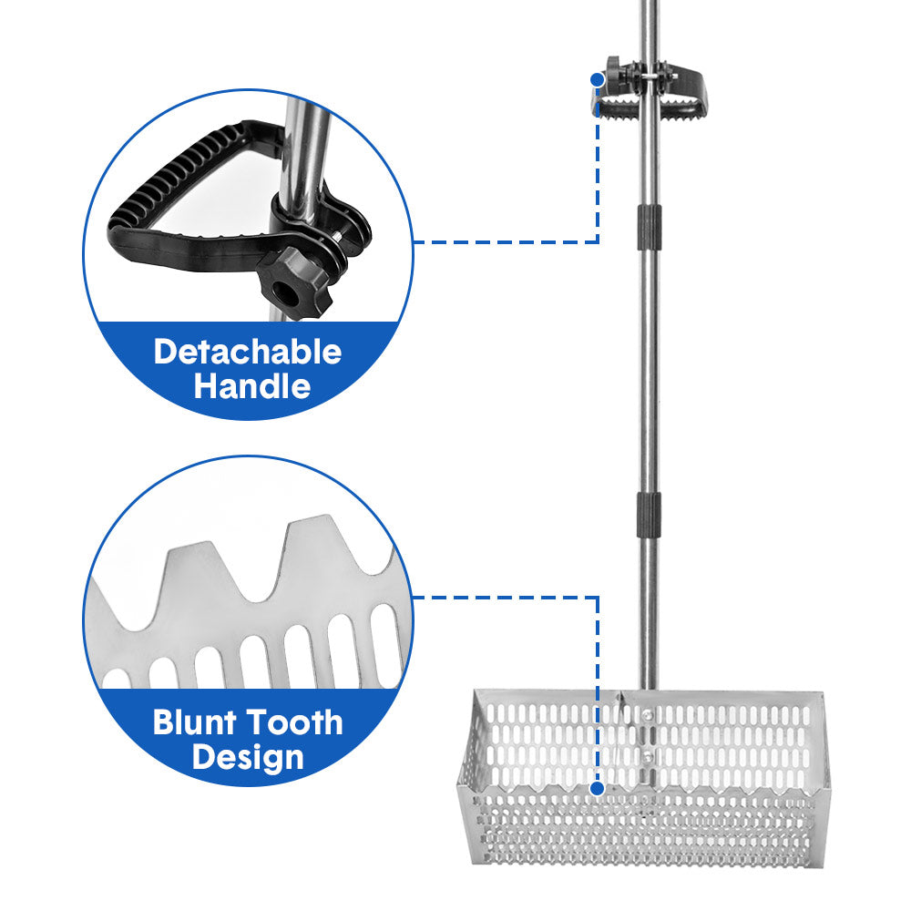 Beach Rake Stainless Steel Sand Flea Rake 140cm Long Detachable Handle and Shark Tooth Wide Sifter for Easy V985-BEACHRAKE