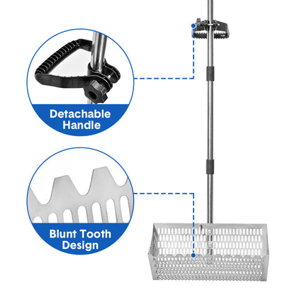Beach Rake Stainless Steel Sand Flea Rake 140cm Long Detachable Handle and Shark Tooth Wide Sifter for Easy V985-BEACHRAKE