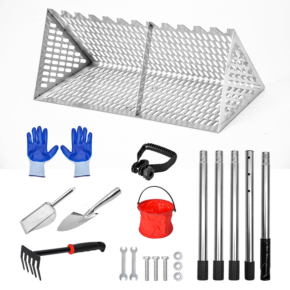 Beach Rake Stainless Steel Sand Flea Rake 140cm Long Detachable Handle and Shark Tooth Wide Sifter for Easy V985-BEACHRAKE