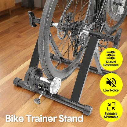 Portable Indoor Exercise Bike Trainer Stand Stationary Bicycle Training Stand Magnetic 6 Level Resistance For V985-BIKETRAINERSTAND