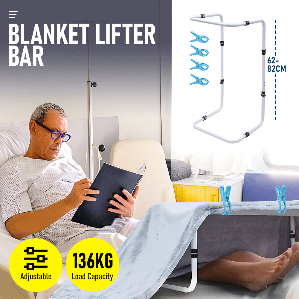 Blanket Lifter Bar 62-82cm Height Adjustable Feet Tent Steel Bed Cradle Max Load 136kg with 4 Clips for Feet V985-BLANKETLIFTERBAR