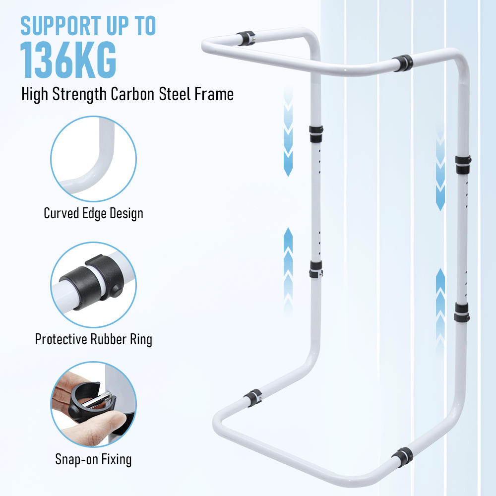 Blanket Lifter Bar 62-82cm Height Adjustable Feet Tent Steel Bed Cradle Max Load 136kg with 4 Clips for Feet V985-BLANKETLIFTERBAR