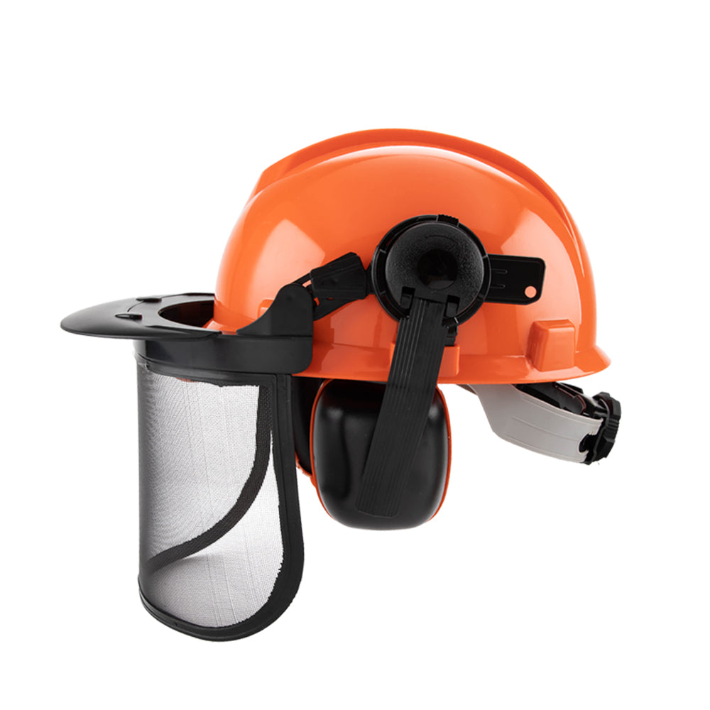 Chainsaw Brushcutter Hard Hat Safety Helmet Face Shield With Visor & Ear Muffs For Landscaping Gardening Lawn V985-BRUSHCUTTERHARDHAT