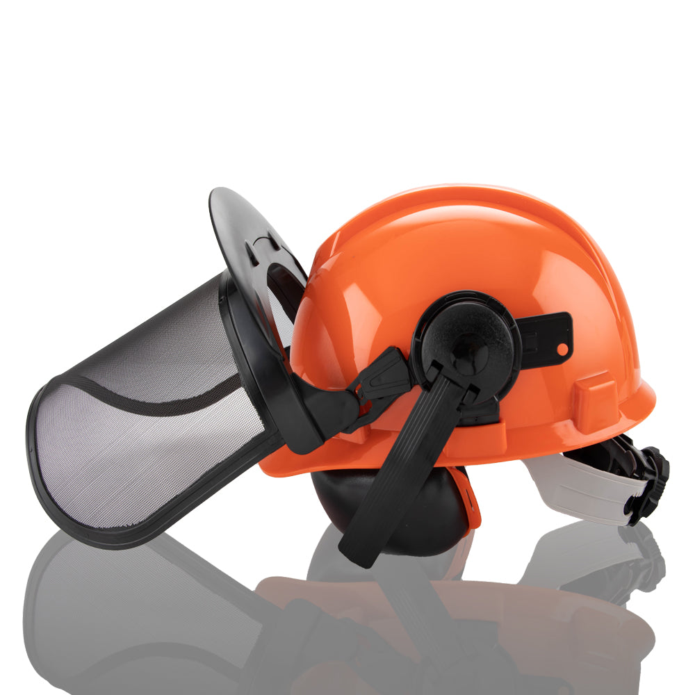 Chainsaw Brushcutter Hard Hat Safety Helmet Face Shield With Visor & Ear Muffs For Landscaping Gardening Lawn V985-BRUSHCUTTERHARDHAT