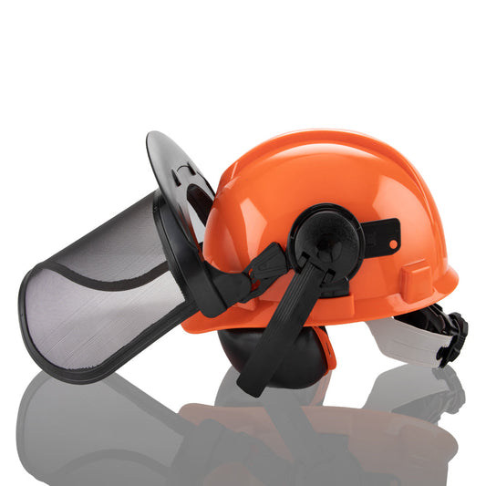 Chainsaw Brushcutter Hard Hat Safety Helmet Face Shield With Visor & Ear Muffs For Landscaping Gardening Lawn V985-BRUSHCUTTERHARDHAT