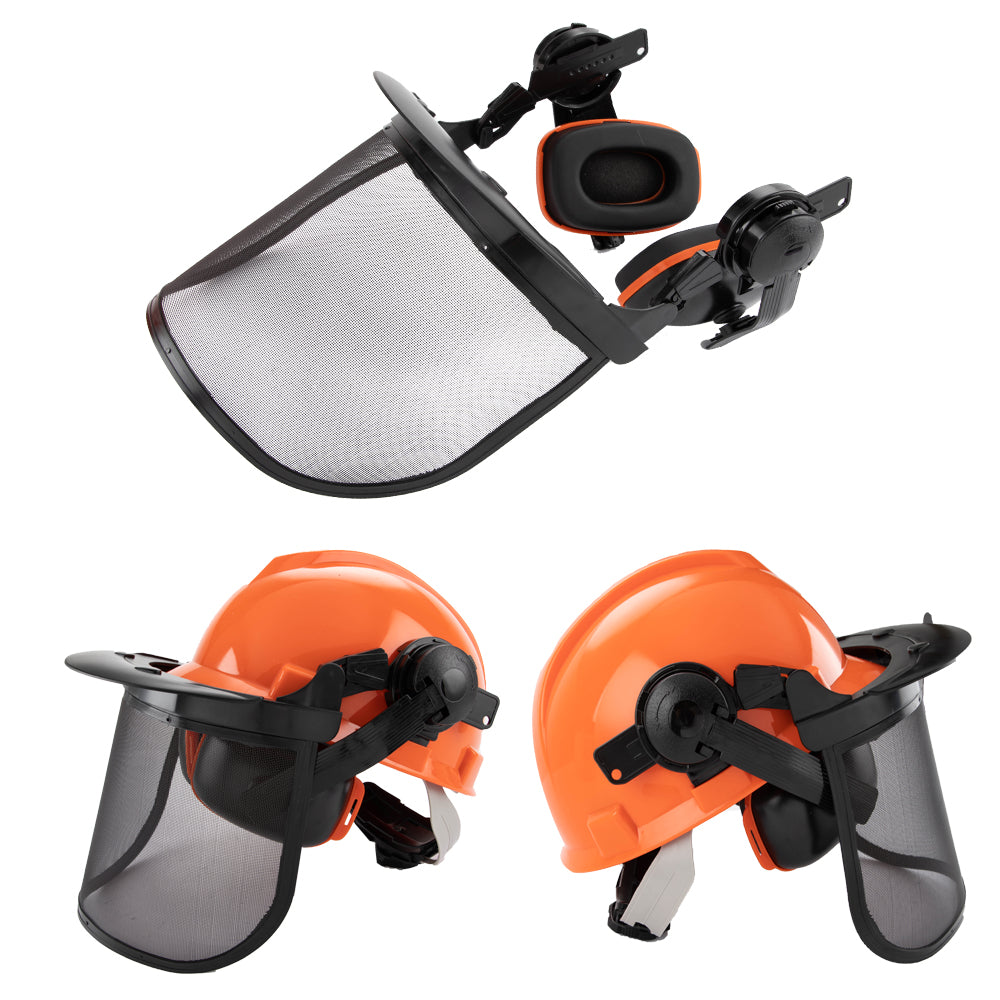 Chainsaw Brushcutter Hard Hat Safety Helmet Face Shield With Visor & Ear Muffs For Landscaping Gardening Lawn V985-BRUSHCUTTERHARDHAT