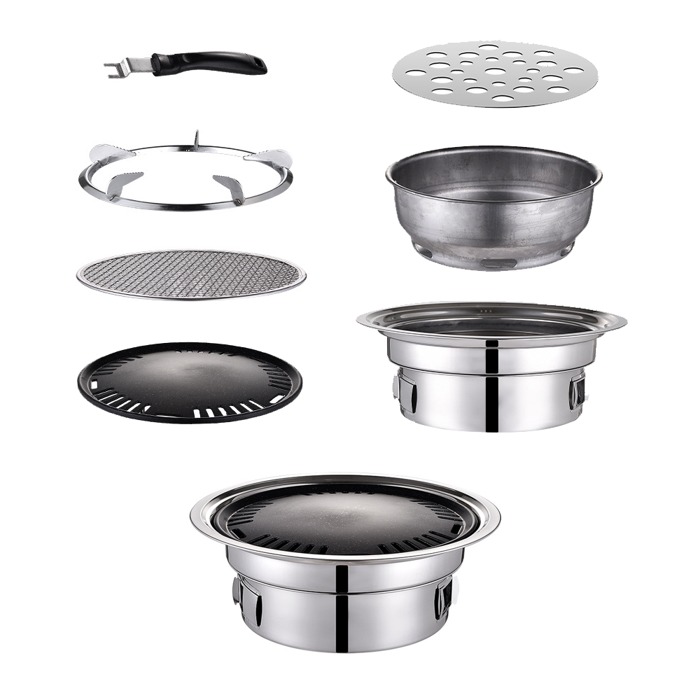 Portable Multifunctional Charcoal Barbecue Grill 13 Inch Stainless Steel BBQ Camping Grill Stove Tabletop V985-CAMPINGGRILLSTOVE
