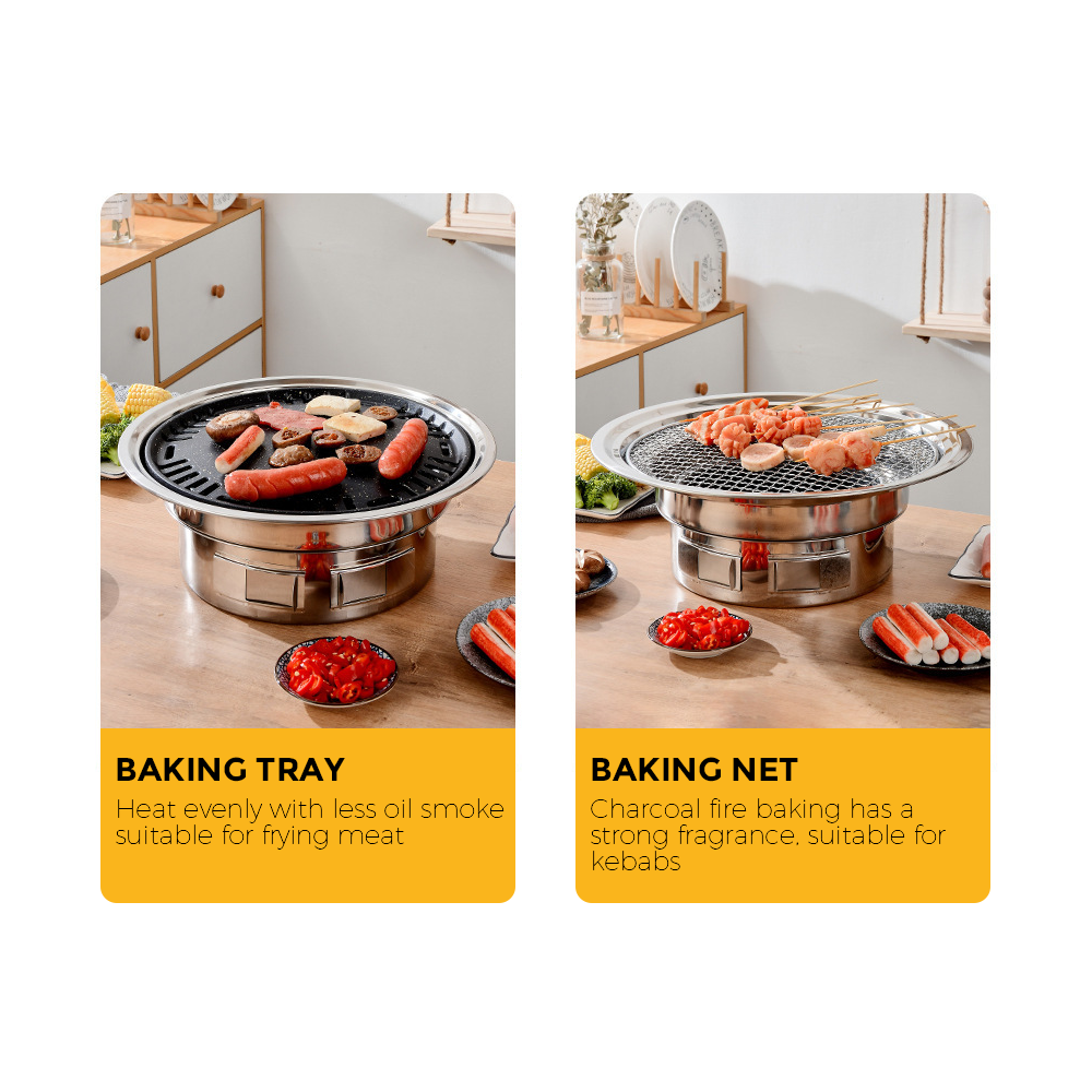 Portable Multifunctional Charcoal Barbecue Grill 13 Inch Stainless Steel BBQ Camping Grill Stove Tabletop V985-CAMPINGGRILLSTOVE
