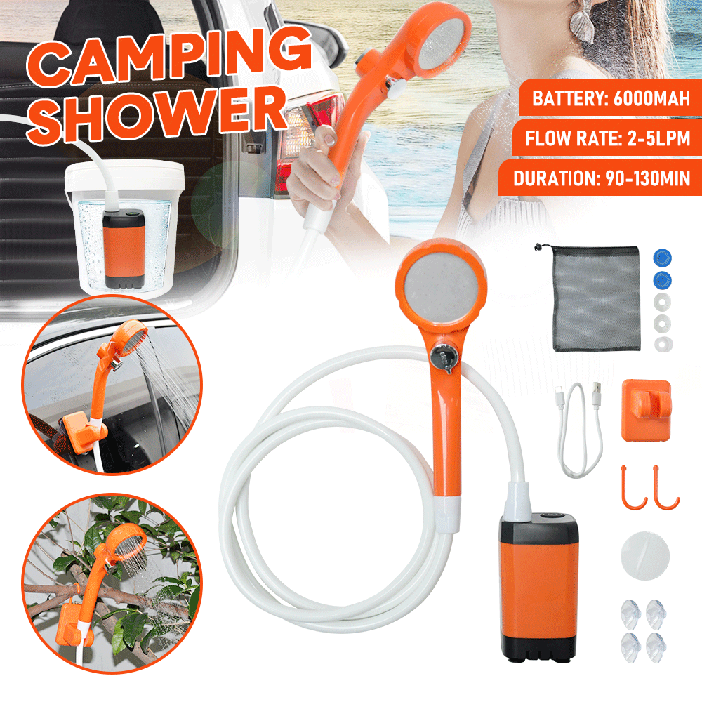 Portable Camping Shower IPX7 Waterproof Outdoor Shower Water Pump with Rechargeable Battery and Intelligent V985-CAMPINGSHOWER