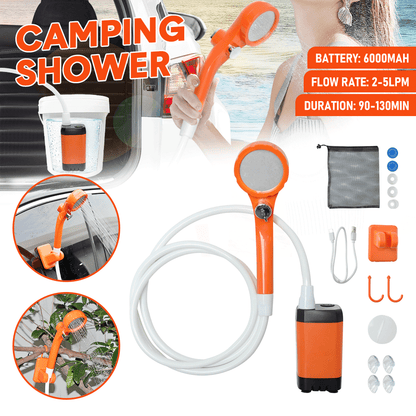 Portable Camping Shower IPX7 Waterproof Outdoor Shower Water Pump with Rechargeable Battery and Intelligent V985-CAMPINGSHOWER