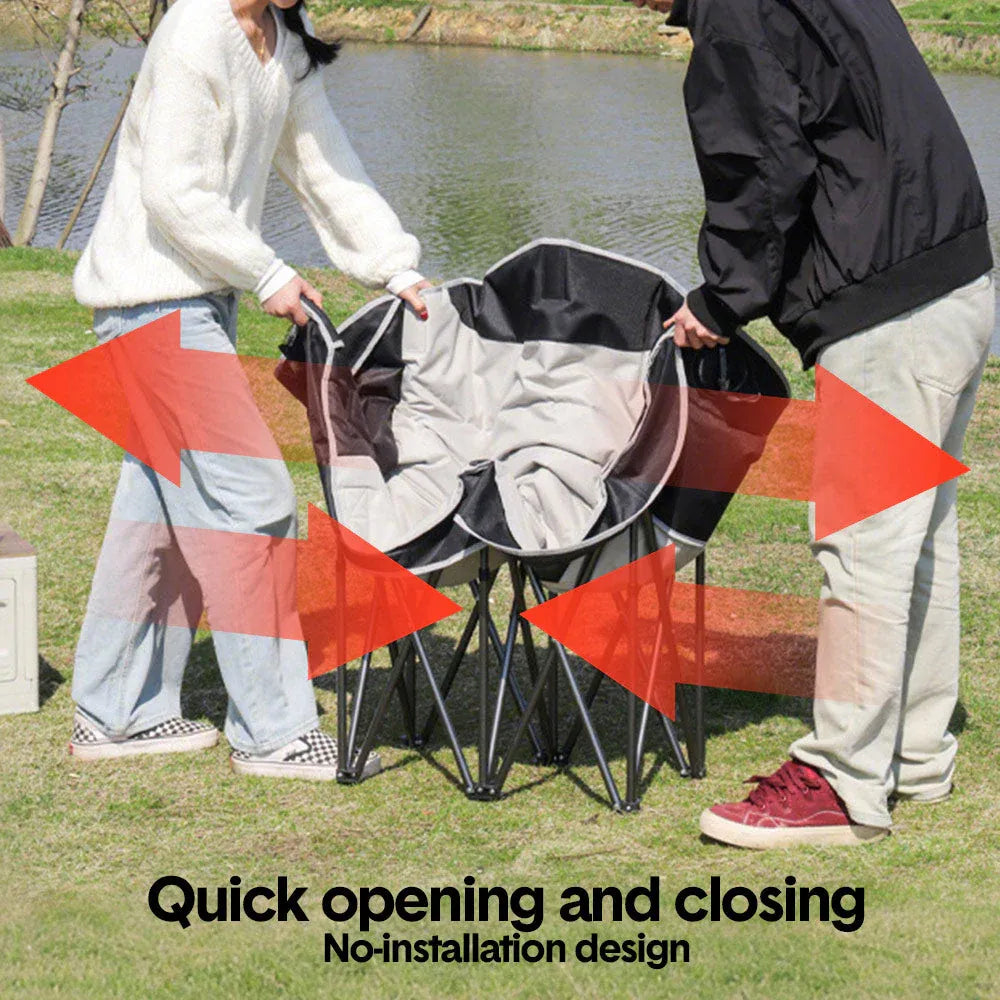 Double Camping Chairs Outdoor Lawn Camping Couch Heavy Duty Folding Chairs Strong Loading Capacity Metal V985-CAMPINGSOFA