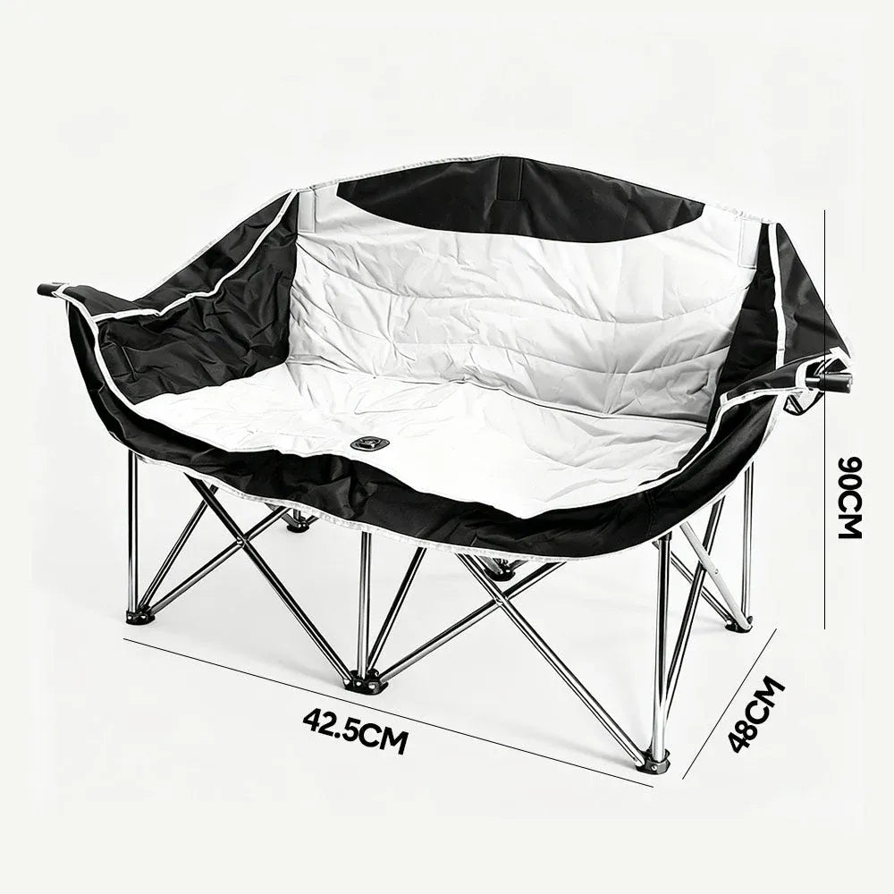 Double Camping Chairs Outdoor Lawn Camping Couch Heavy Duty Folding Chairs Strong Loading Capacity Metal V985-CAMPINGSOFA