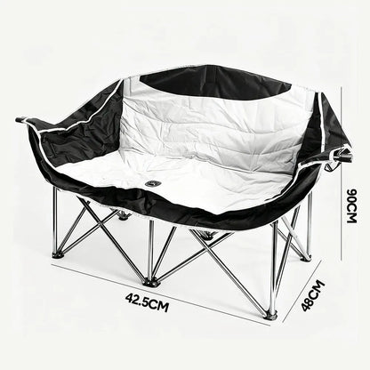 Double Camping Chairs Outdoor Lawn Camping Couch Heavy Duty Folding Chairs Strong Loading Capacity Metal V985-CAMPINGSOFA