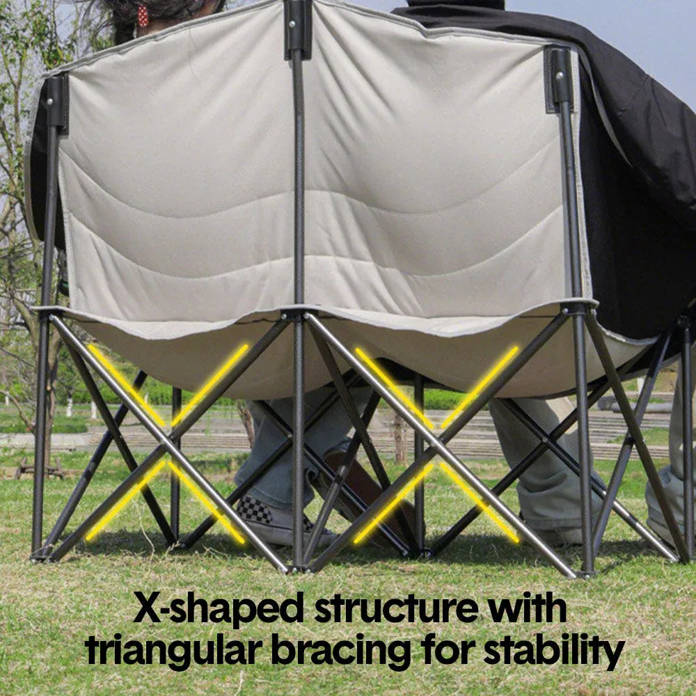 Double Camping Chairs Outdoor Lawn Camping Couch Heavy Duty Folding Chairs Strong Loading Capacity Metal V985-CAMPINGSOFA