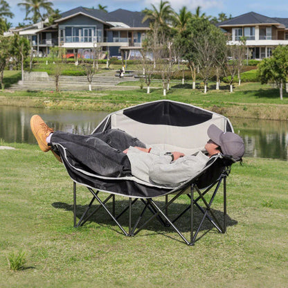 Double Camping Chairs Outdoor Lawn Camping Couch Heavy Duty Folding Chairs Strong Loading Capacity Metal V985-CAMPINGSOFA