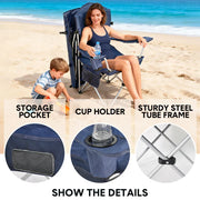 Foldable Canopy Shade Chair Outdoor Sturdy Frame Thickened Oxford Fabric Chair with Armrest Cup Holder and Carry Bag for Camping Fishing Yard Barbeque