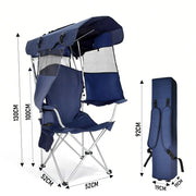 Foldable Canopy Shade Chair Outdoor Sturdy Frame Thickened Oxford Fabric Chair with Armrest Cup Holder and Carry Bag for Camping Fishing Yard Barbeque